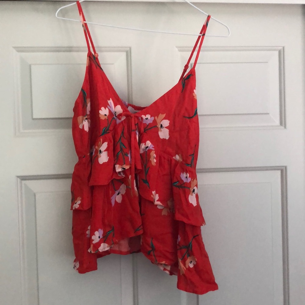 Burnt orange v-neck tank top (size M)